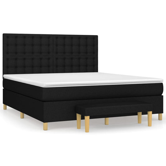 vidaXL Κρεβάτι Boxspring με Στρώμα Μαύρο 180x200 εκ. Υφασμάτινο
