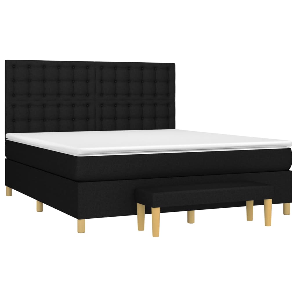 vidaXL Κρεβάτι Boxspring με Στρώμα Μαύρο 180x200 εκ. Υφασμάτινο