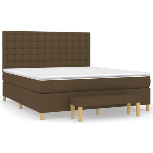vidaXL Κρεβάτι Boxspring με Στρώμα Σκούρο Καφέ 180x200 εκ Υφασμάτινο