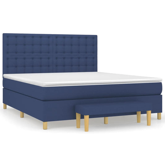 vidaXL Κρεβάτι Boxspring με Στρώμα Μπλε 180x200 εκ. Υφασμάτινο