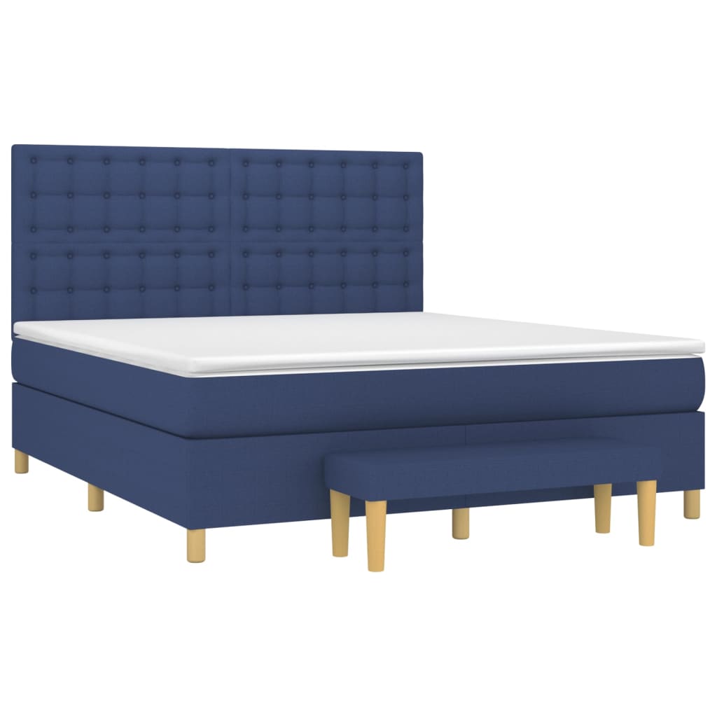 vidaXL Κρεβάτι Boxspring με Στρώμα Μπλε 180x200 εκ. Υφασμάτινο