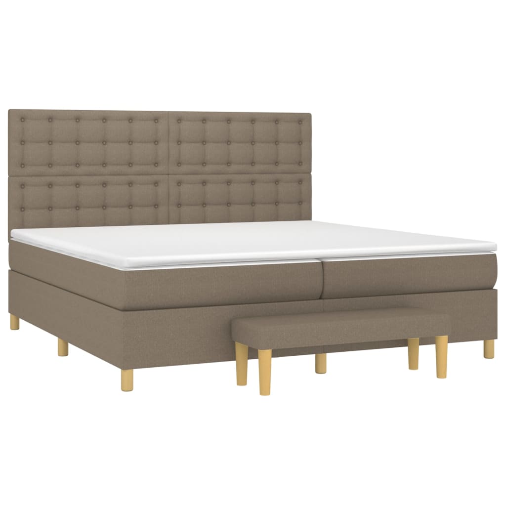 vidaXL Κρεβάτι Boxspring με Στρώμα Taupe 200x200 εκ. Υφασμάτινο
