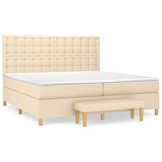 vidaXL Κρεβάτι Boxspring με Στρώμα Κρεμ 200x200 εκ. Υφασμάτινο