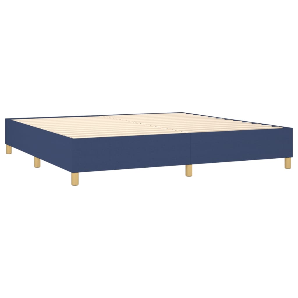 vidaXL Κρεβάτι Boxspring με Στρώμα Μπλε 200x200 εκ. Υφασμάτινο