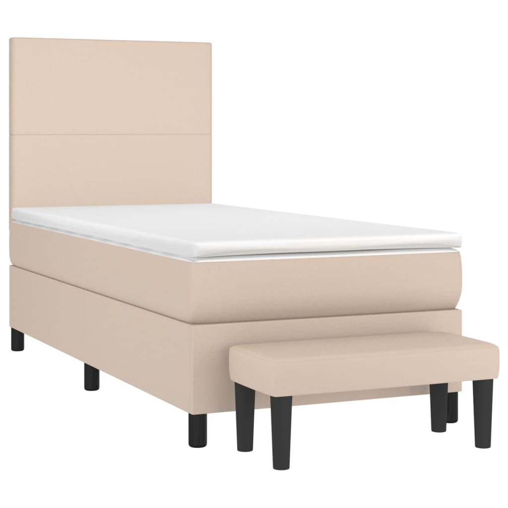 vidaXL Κρεβάτι Boxspring με Στρώμα Καπουτσίνο 80x200 εκ. Συνθ. Δέρμα