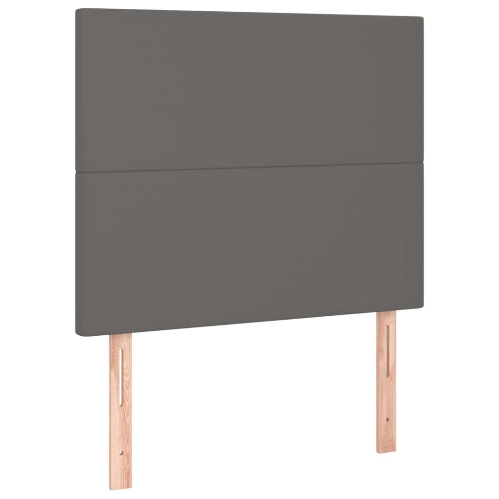 vidaXL Κρεβάτι Boxspring με Στρώμα Γκρι 90x200 εκ. από Συνθετικό Δέρμα