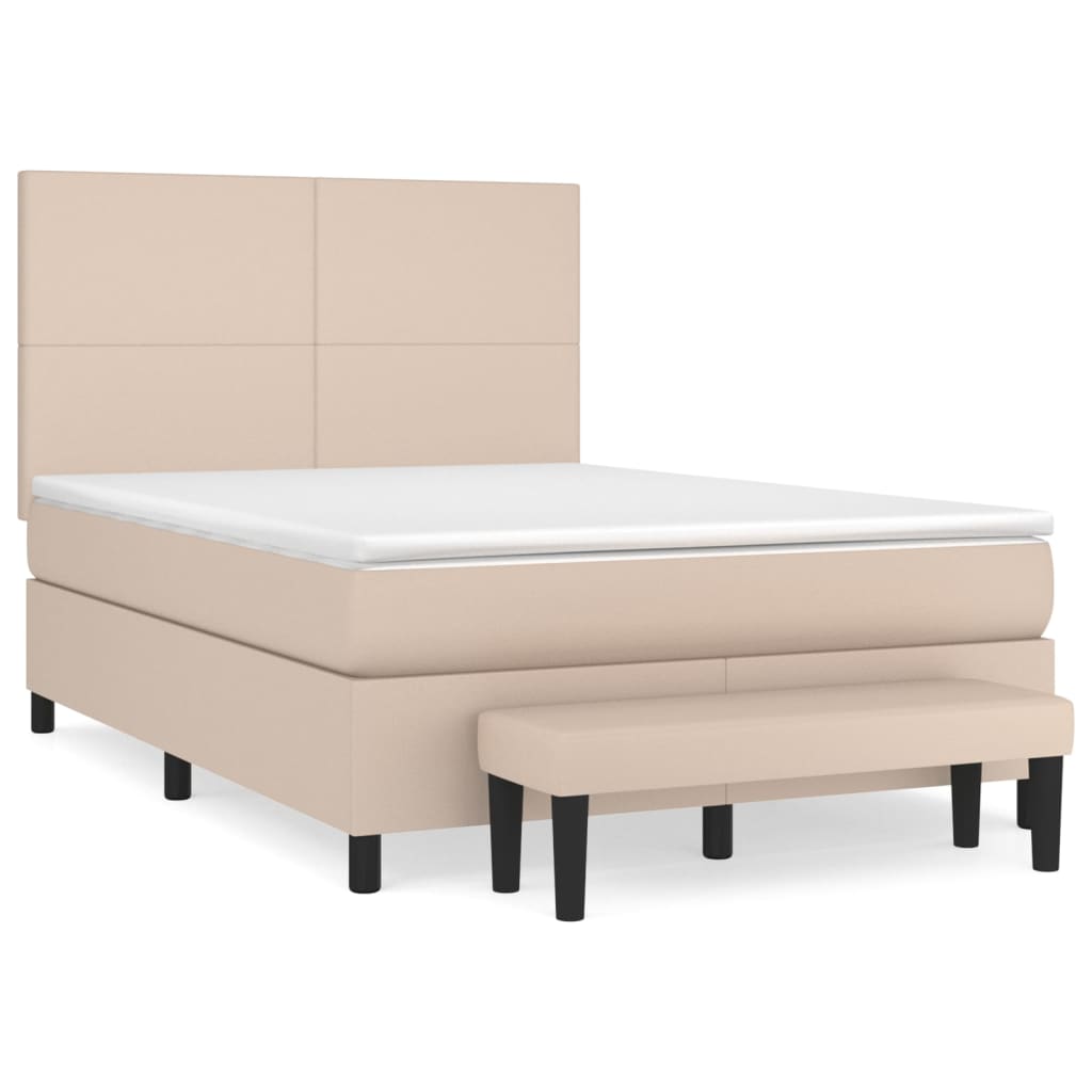 vidaXL Κρεβάτι Boxspring με Στρώμα Καπουτσίνο 140x200εκ.από Συνθ.Δέρμα