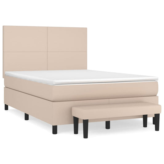vidaXL Κρεβάτι Boxspring με Στρώμα Καπουτσίνο 140x200εκ.από Συνθ.Δέρμα