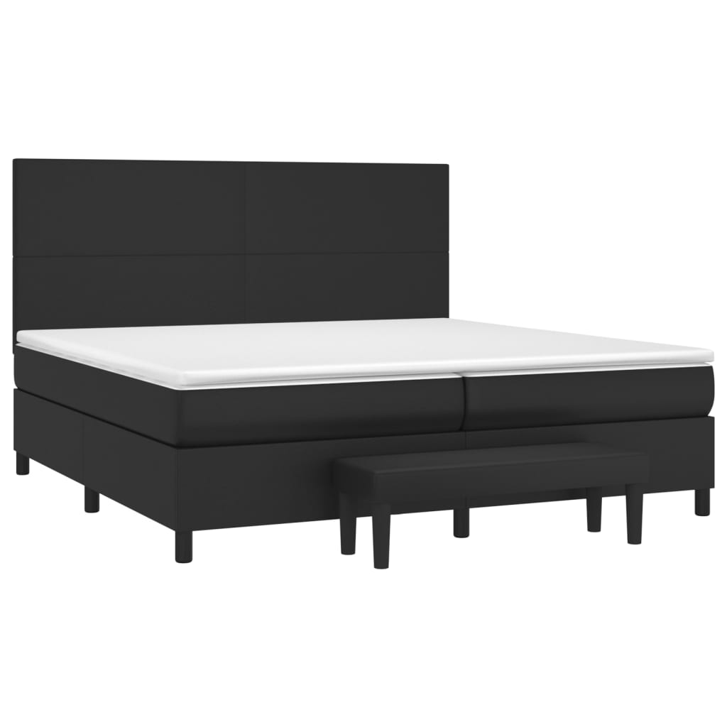 vidaXL Κρεβάτι Boxspring με Στρώμα Μαύρο 200x200 εκ. Συνθετικό Δέρμα