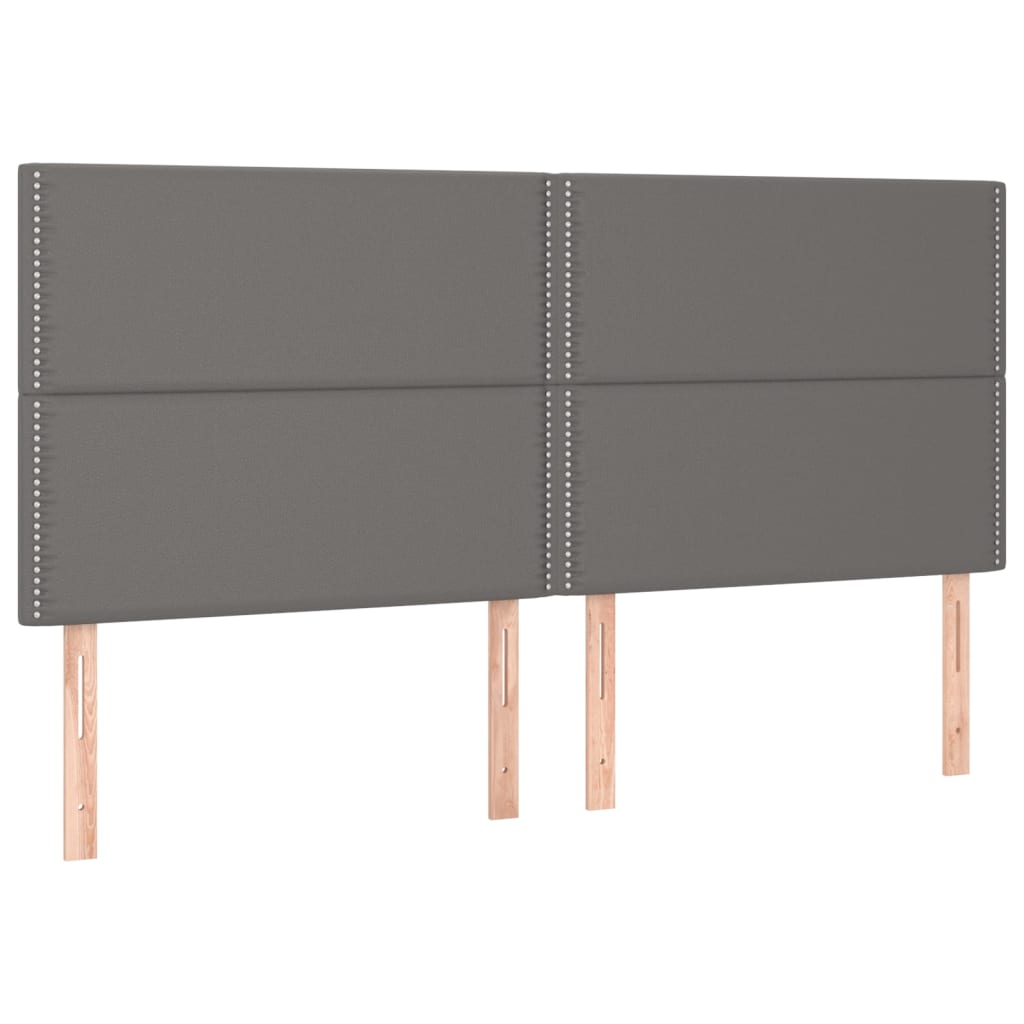 vidaXL Κρεβάτι Boxspring με Στρώμα Γκρι 180x200 εκ. Συνθετικό Δέρμα
