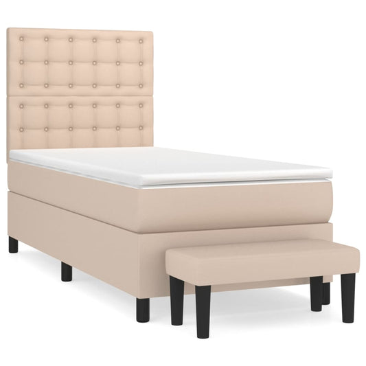 vidaXL Κρεβάτι Boxspring με Στρώμα Καπουτσίνο 80x200 εκ. Συνθ. Δέρμα
