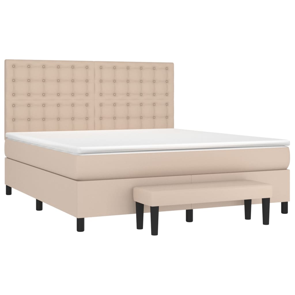 vidaXL Κρεβάτι Boxspring με Στρώμα Καπουτσίνο 160x200εκ.από Συνθ.Δέρμα