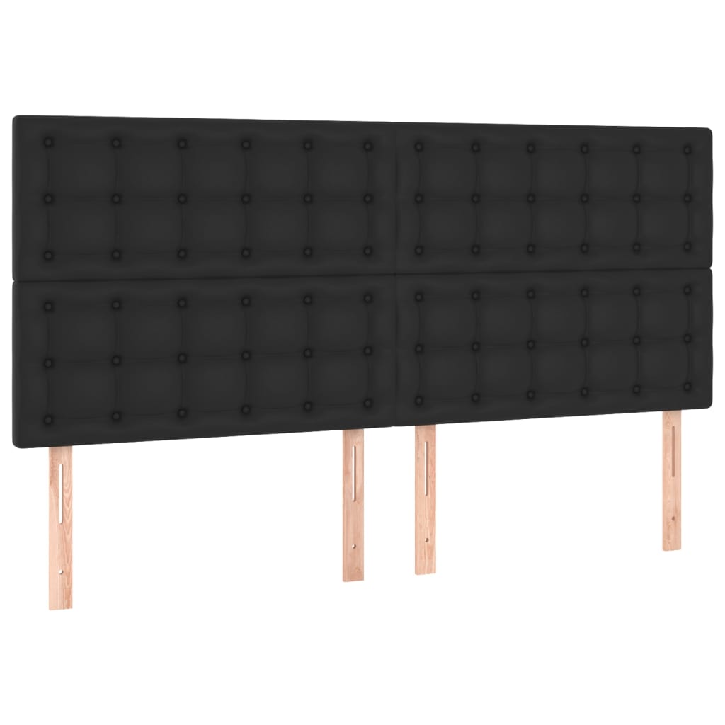 vidaXL Κρεβάτι Boxspring με Στρώμα Μαύρο 180x200εκ.από Συνθετικό Δέρμα