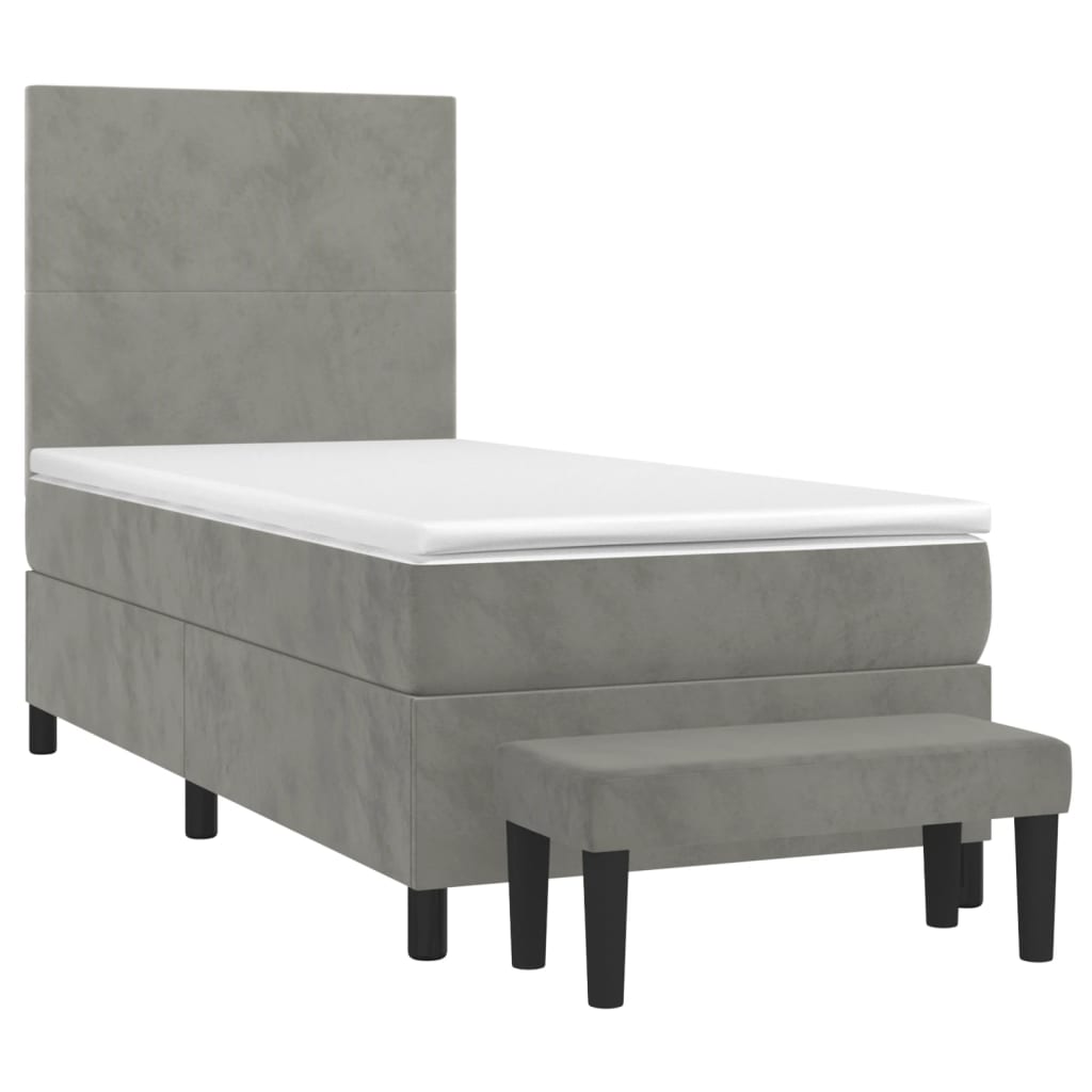 vidaXL Κρεβάτι Boxspring με Στρώμα Ανοιχτό Γκρι 80x200 εκ. Βελούδινο
