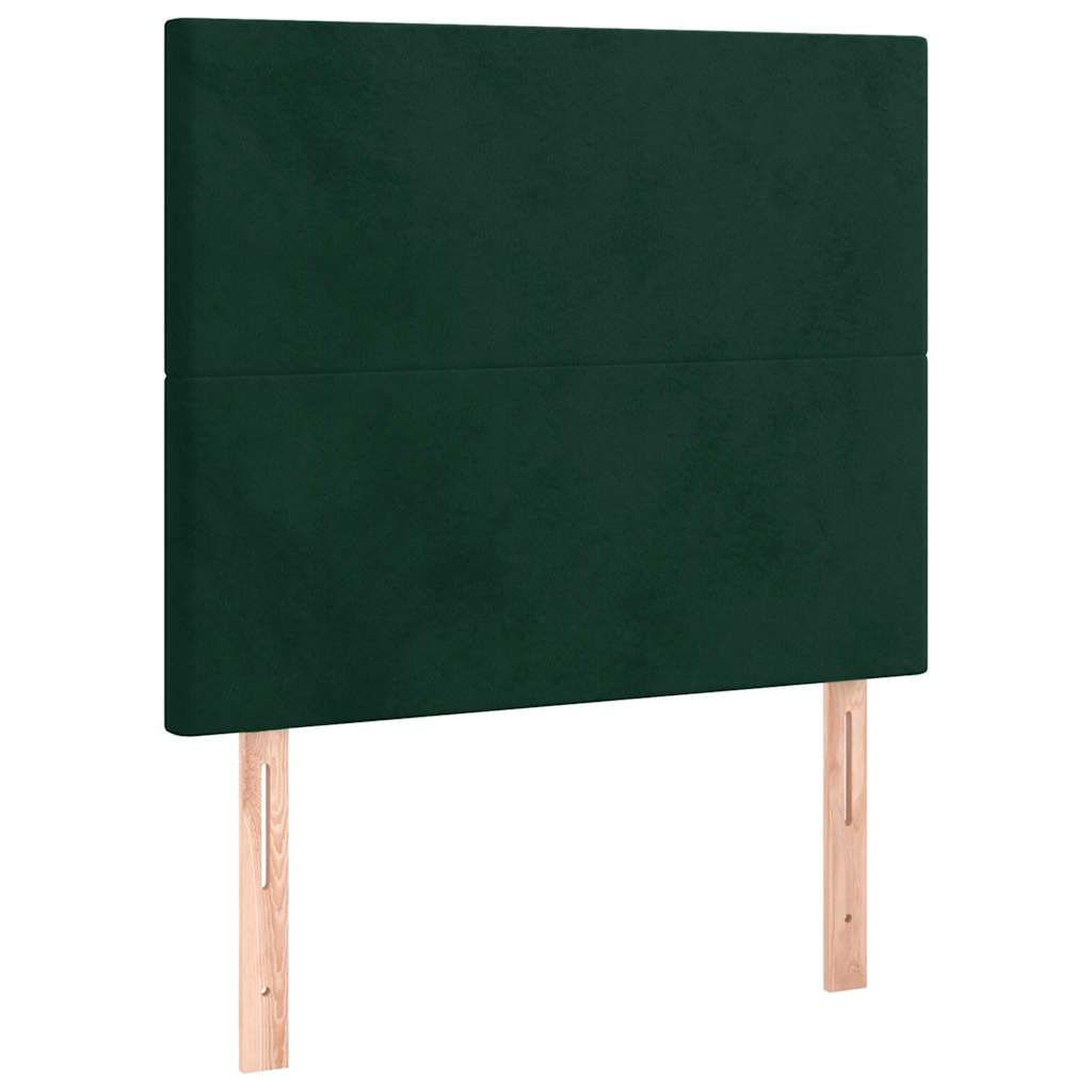 vidaXL Κρεβάτι Boxspring με Στρώμα Σκούρο Πράσινο 90x200 εκ. Βελούδινο