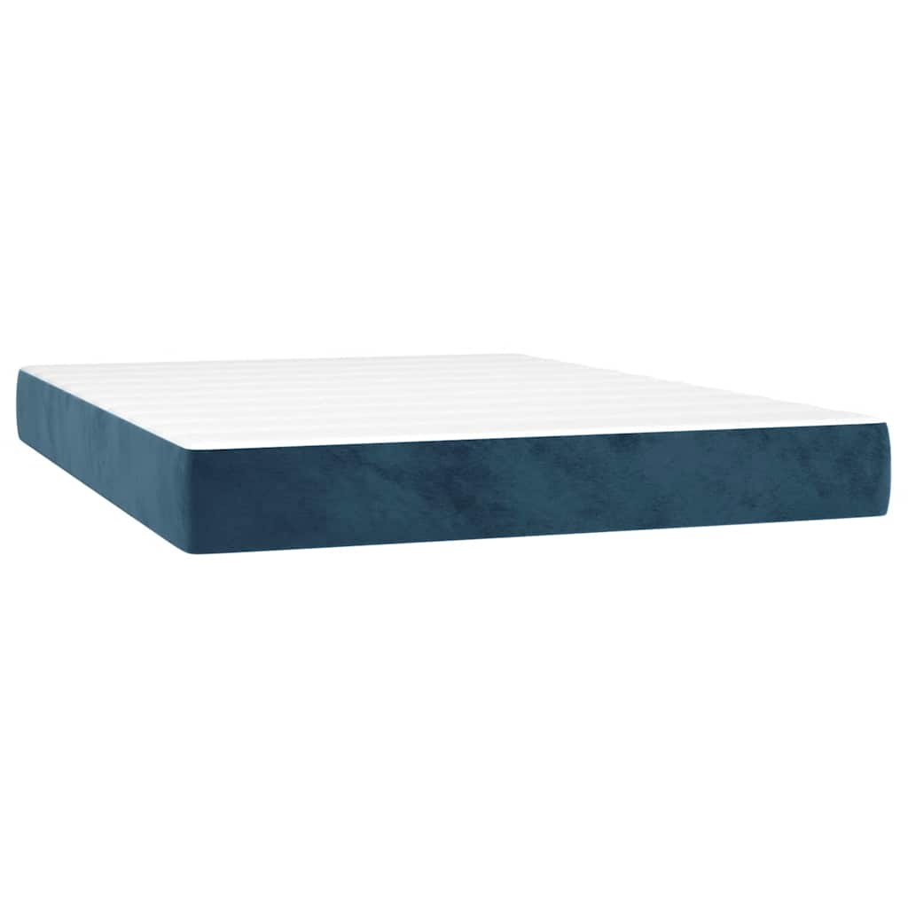 vidaXL Κρεβάτι Boxspring με Στρώμα Σκούρο Μπλε 140x200 εκ. Βελούδινο