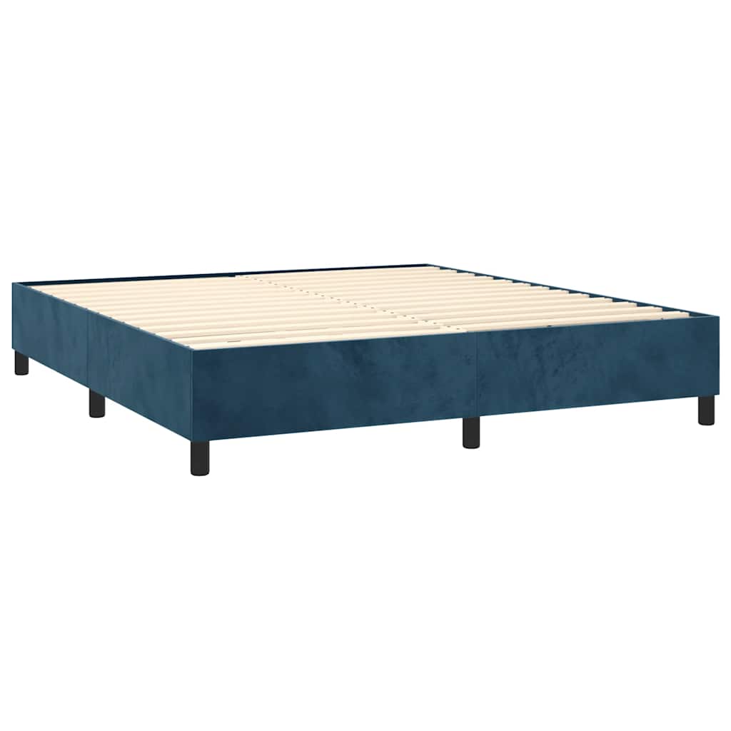 vidaXL Κρεβάτι Boxspring με Στρώμα Σκούρο Μπλε 160x200 εκ. Βελούδινο