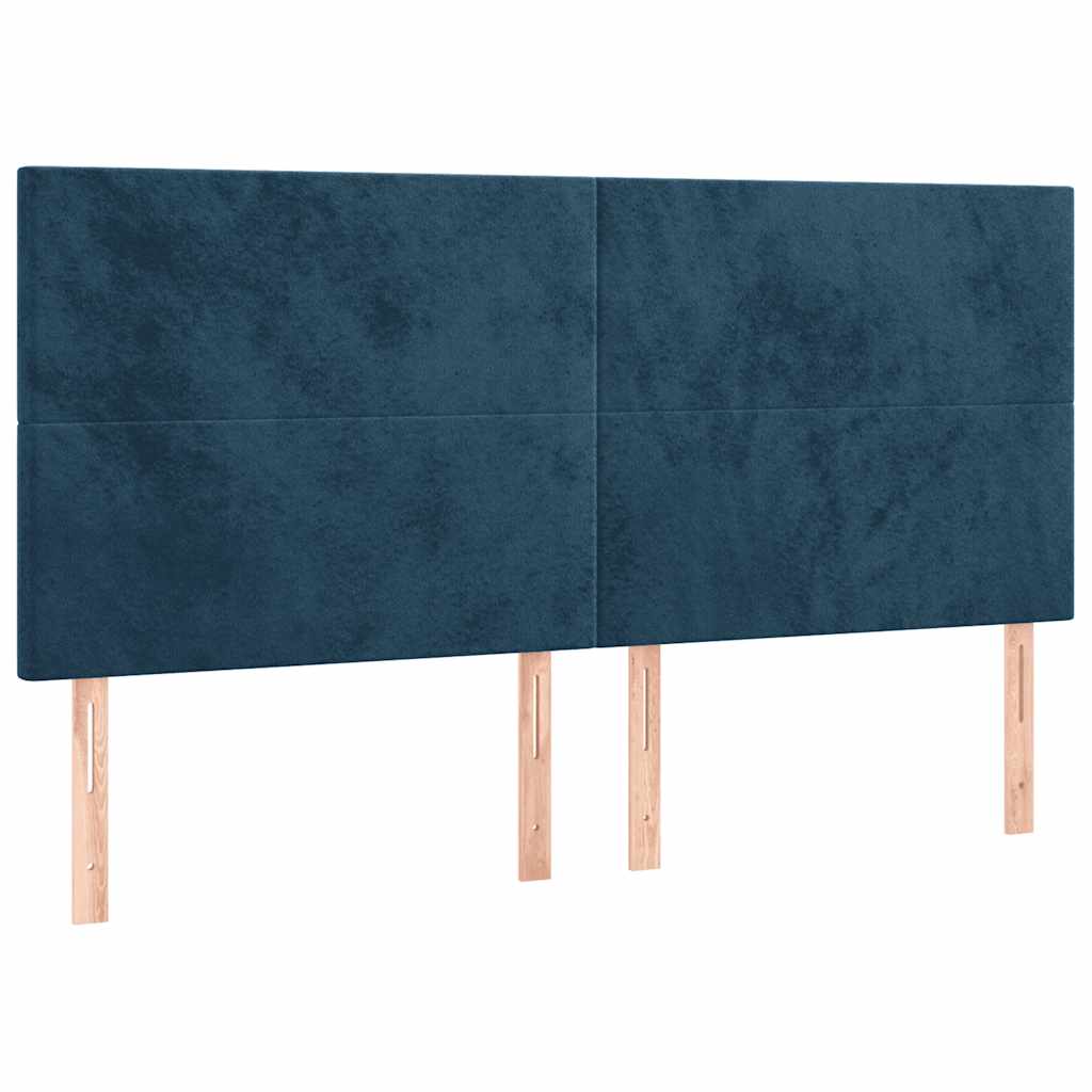 vidaXL Κρεβάτι Boxspring με Στρώμα Σκούρο Μπλε 160x200 εκ. Βελούδινο