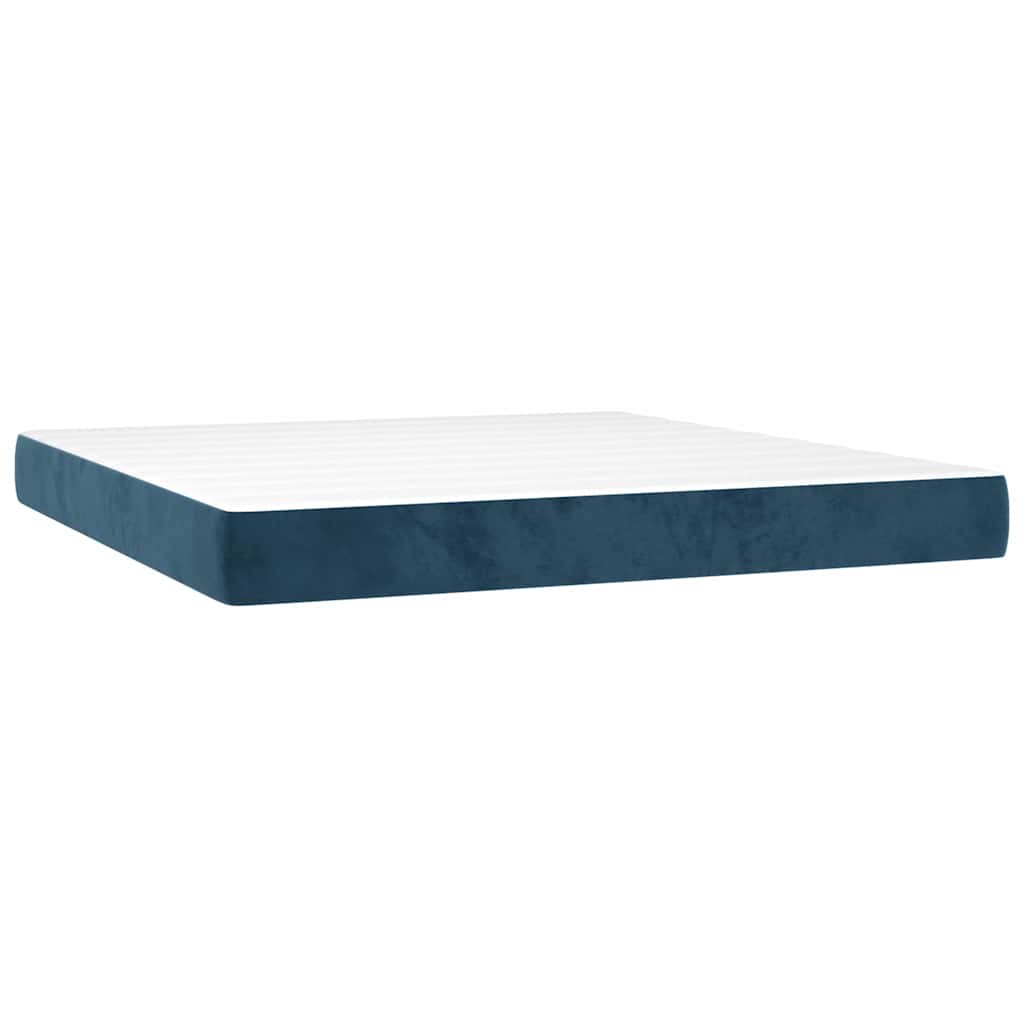 vidaXL Κρεβάτι Boxspring με Στρώμα Σκούρο Μπλε 160x200 εκ. Βελούδινο