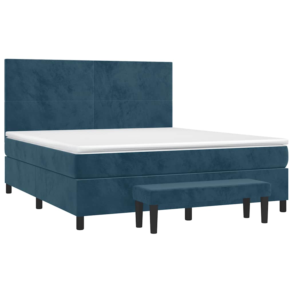 vidaXL Κρεβάτι Boxspring με Στρώμα Σκούρο Μπλε 180x200 εκ. Βελούδινο