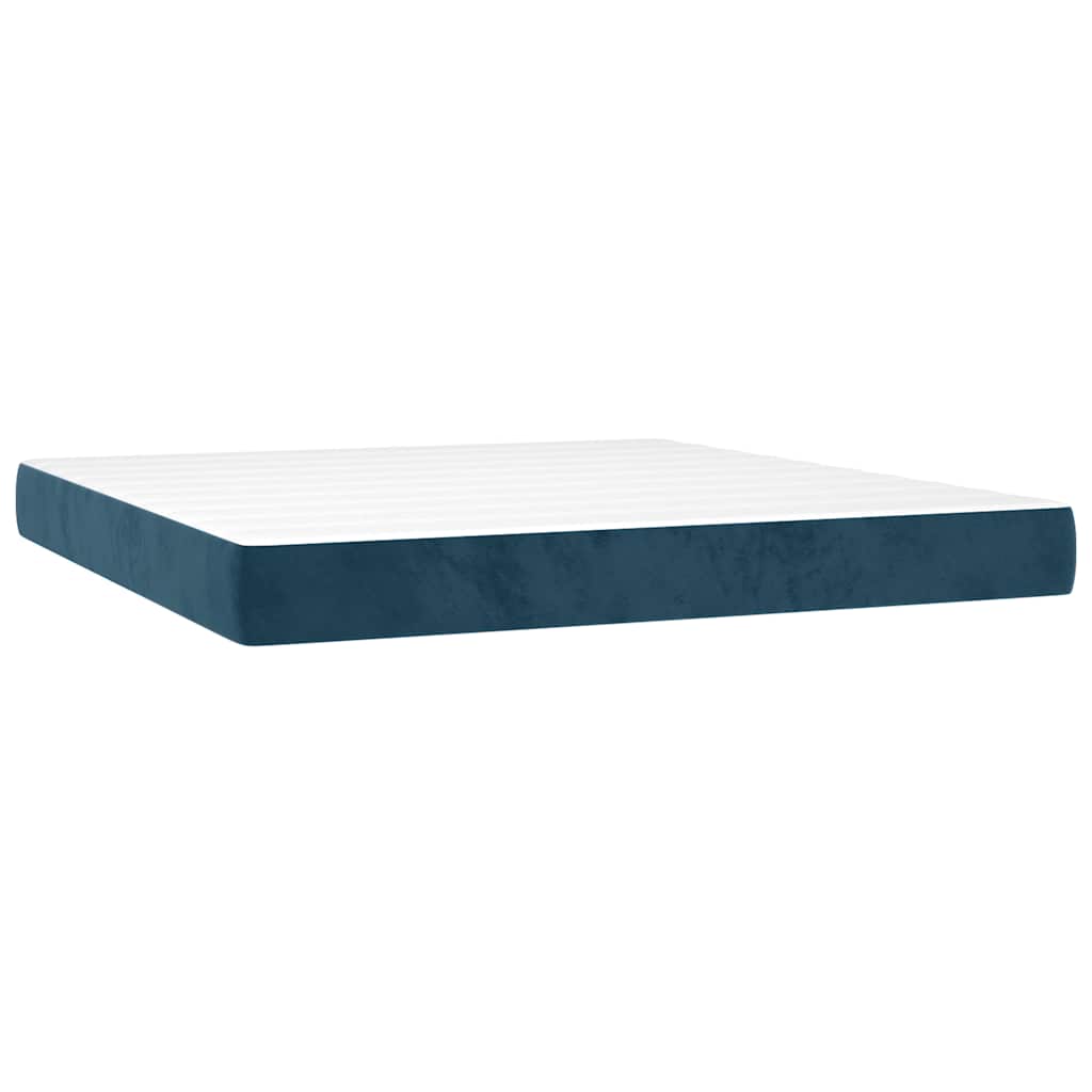 vidaXL Κρεβάτι Boxspring με Στρώμα Σκούρο Μπλε 180x200 εκ. Βελούδινο
