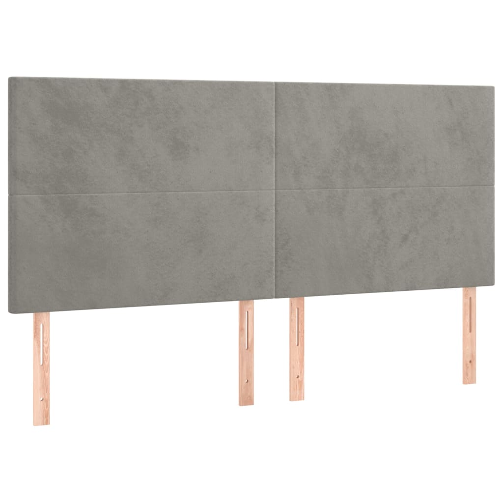 vidaXL Κρεβάτι Boxspring με Στρώμα Ανοιχτό Γκρι 200x200 εκ. Βελούδινο