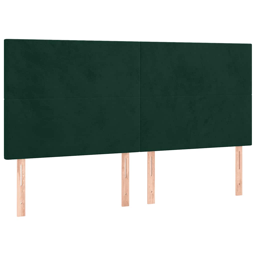 vidaXL Κρεβάτι Boxspring με Στρώμα Σκούρο Πράσινο 200x200εκ. Βελούδινο