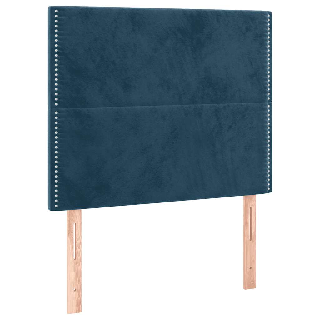 vidaXL Κρεβάτι Boxspring με Στρώμα Σκούρο Μπλε 90x190 εκ. Βελούδινο