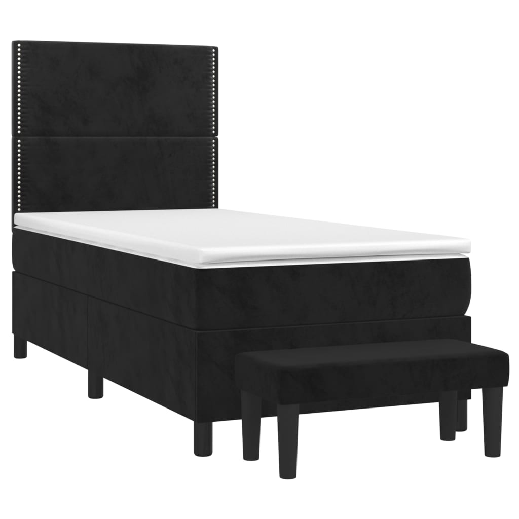 vidaXL Κρεβάτι Boxspring με Στρώμα Μαύρο 100x200 εκ. Βελούδινο