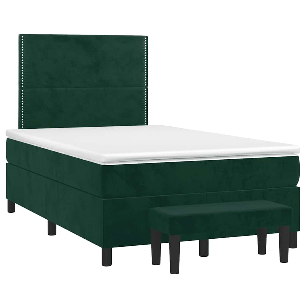 vidaXL Κρεβάτι Boxspring με Στρώμα Σκούρο Πράσινο 100x200εκ. Βελούδινο