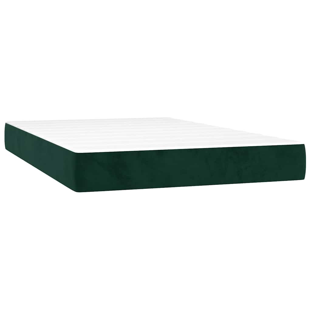 vidaXL Κρεβάτι Boxspring με Στρώμα Σκούρο Πράσινο 100x200εκ. Βελούδινο