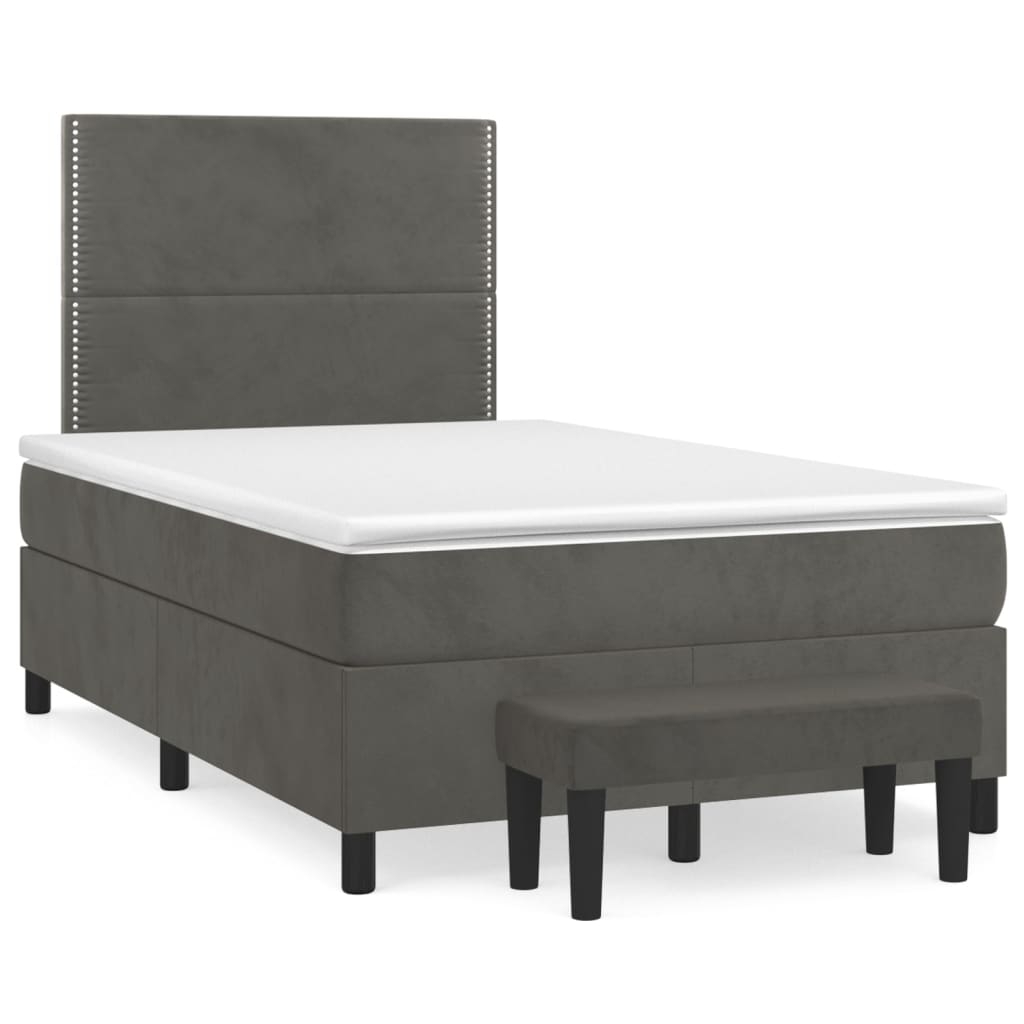 vidaXL Κρεβάτι Boxspring με Στρώμα Σκούρο Γκρι 120x200 εκ. Βελούδινο