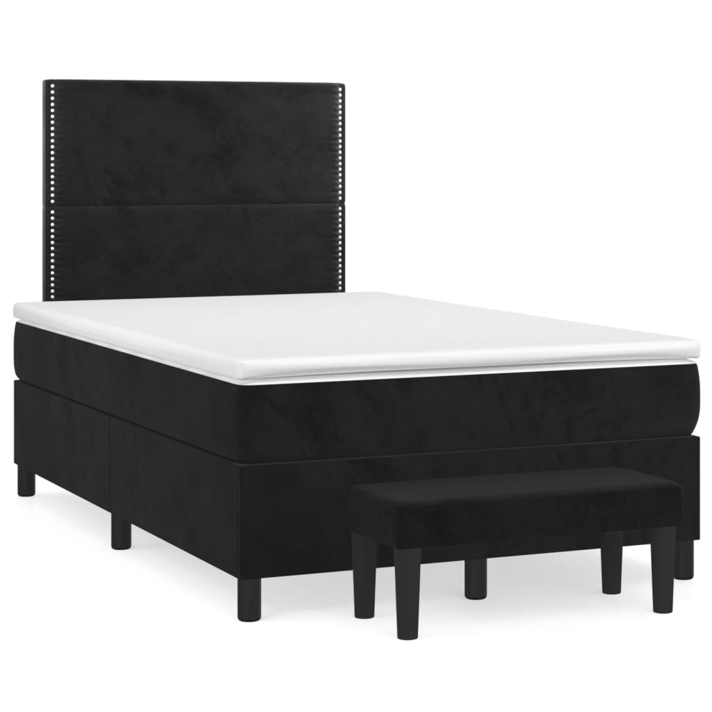 vidaXL Κρεβάτι Boxspring με Στρώμα Μαύρο 120 x 200 εκ. Βελούδινο