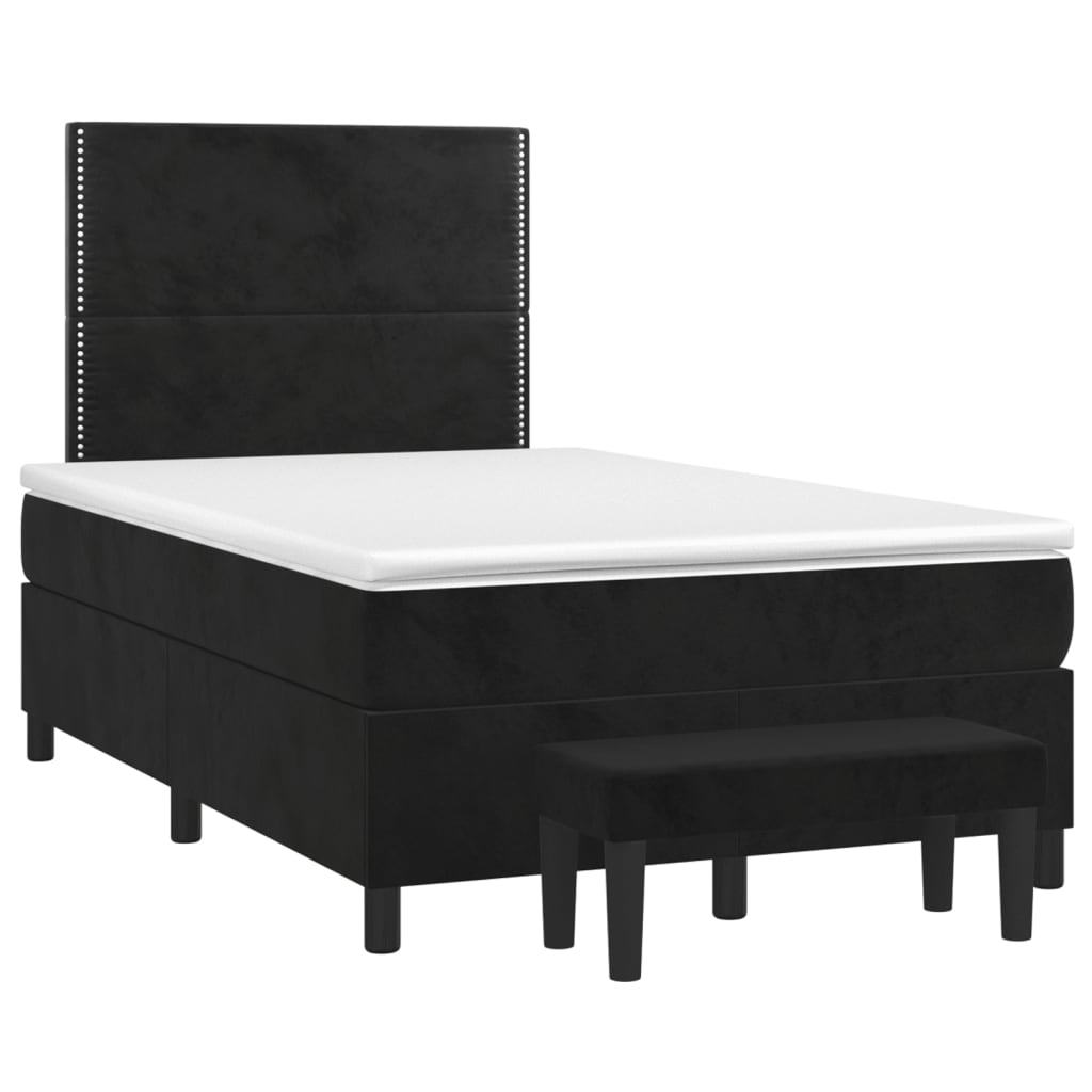 vidaXL Κρεβάτι Boxspring με Στρώμα Μαύρο 120 x 200 εκ. Βελούδινο