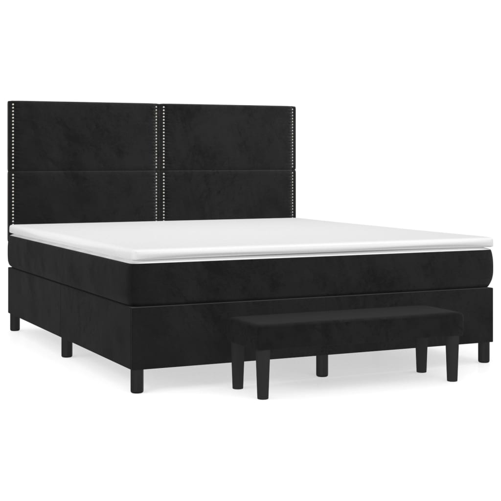 vidaXL Κρεβάτι Boxspring με Στρώμα Μαύρο 160x200 εκ. Βελούδινο