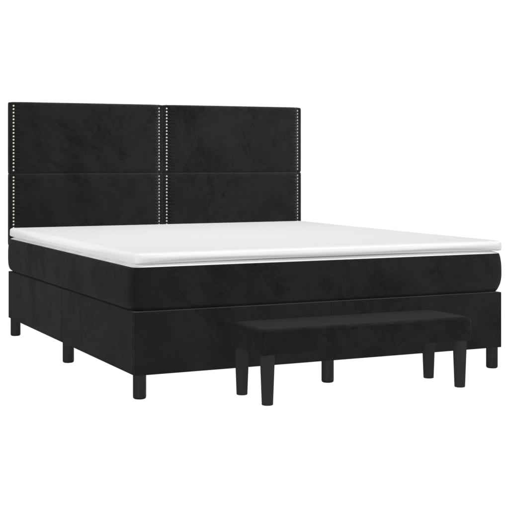 vidaXL Κρεβάτι Boxspring με Στρώμα Μαύρο 160x200 εκ. Βελούδινο