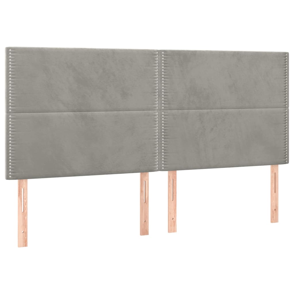 vidaXL Κρεβάτι Boxspring με Στρώμα Ανοιχτό Γκρι 200x200 εκ. Βελούδινο
