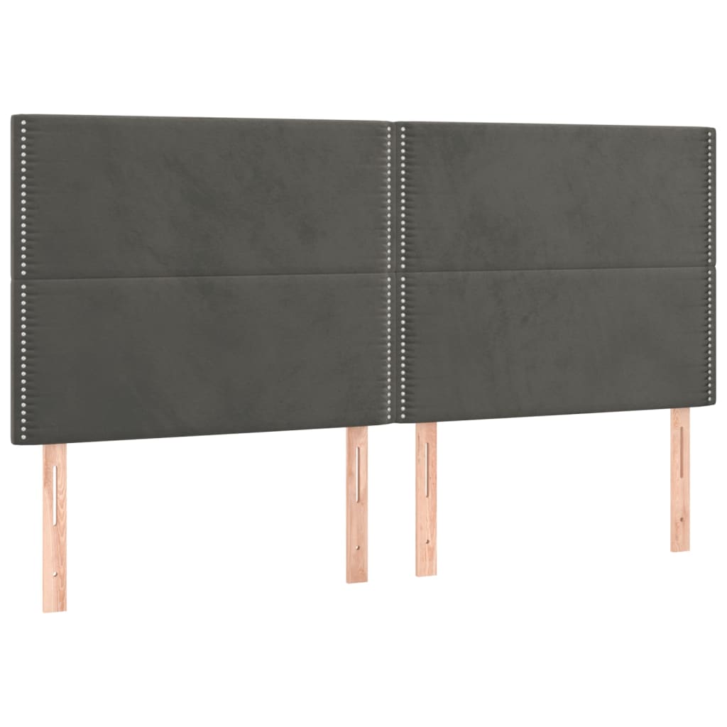 vidaXL Κρεβάτι Boxspring με Στρώμα Σκούρο Γκρι 200x200 εκ. Βελούδινο