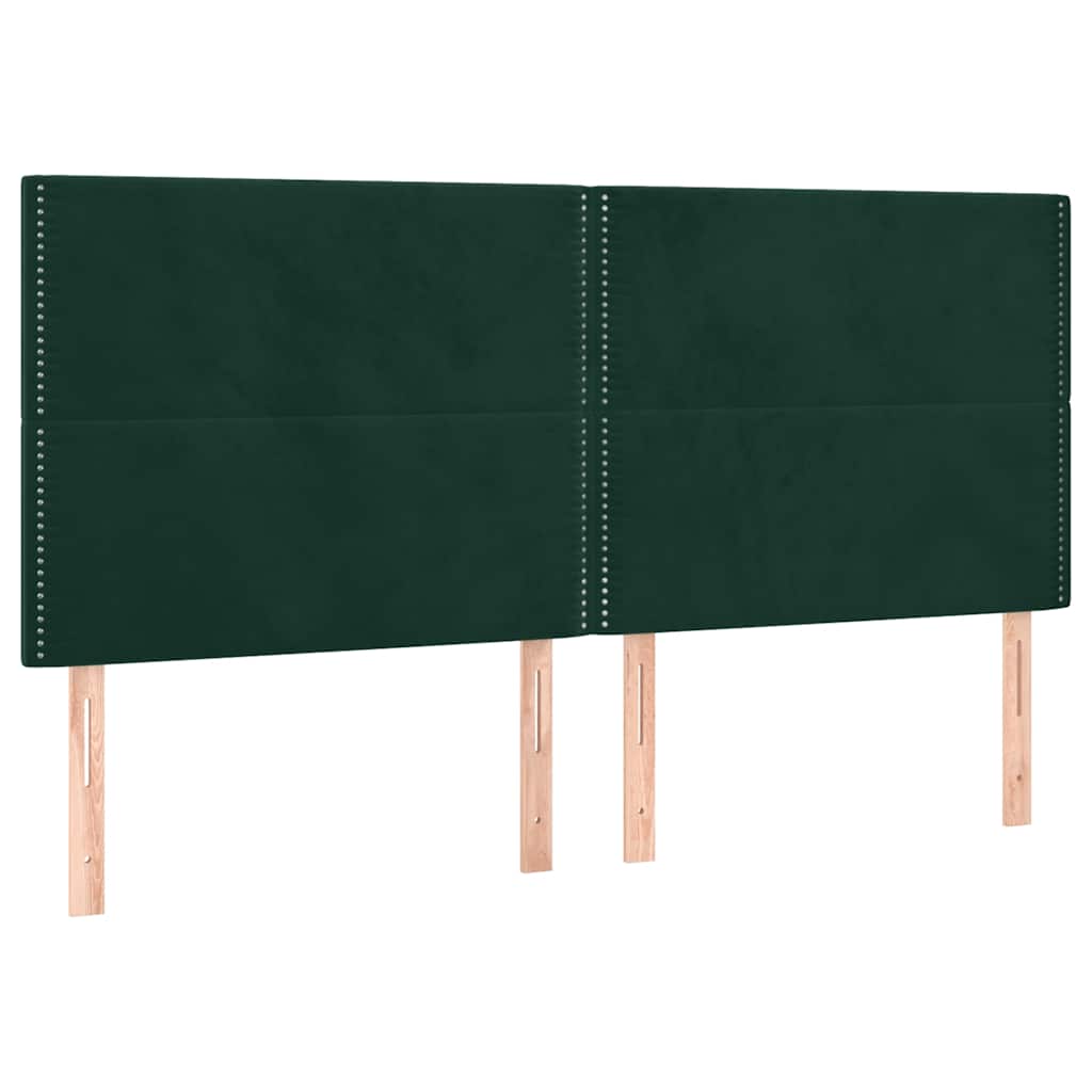 vidaXL Κρεβάτι Boxspring με Στρώμα Σκούρο Πράσινο 200x200εκ. Βελούδινο