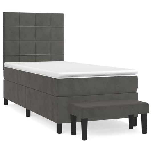 vidaXL Κρεβάτι Boxspring με Στρώμα Σκούρο Γκρι 80x200 εκ. Βελούδινο