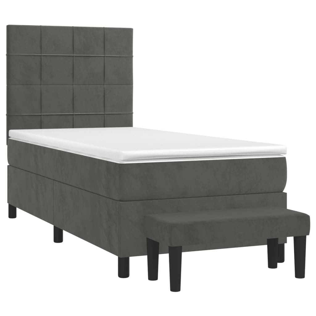 vidaXL Κρεβάτι Boxspring με Στρώμα Σκούρο Γκρι 80x200 εκ. Βελούδινο
