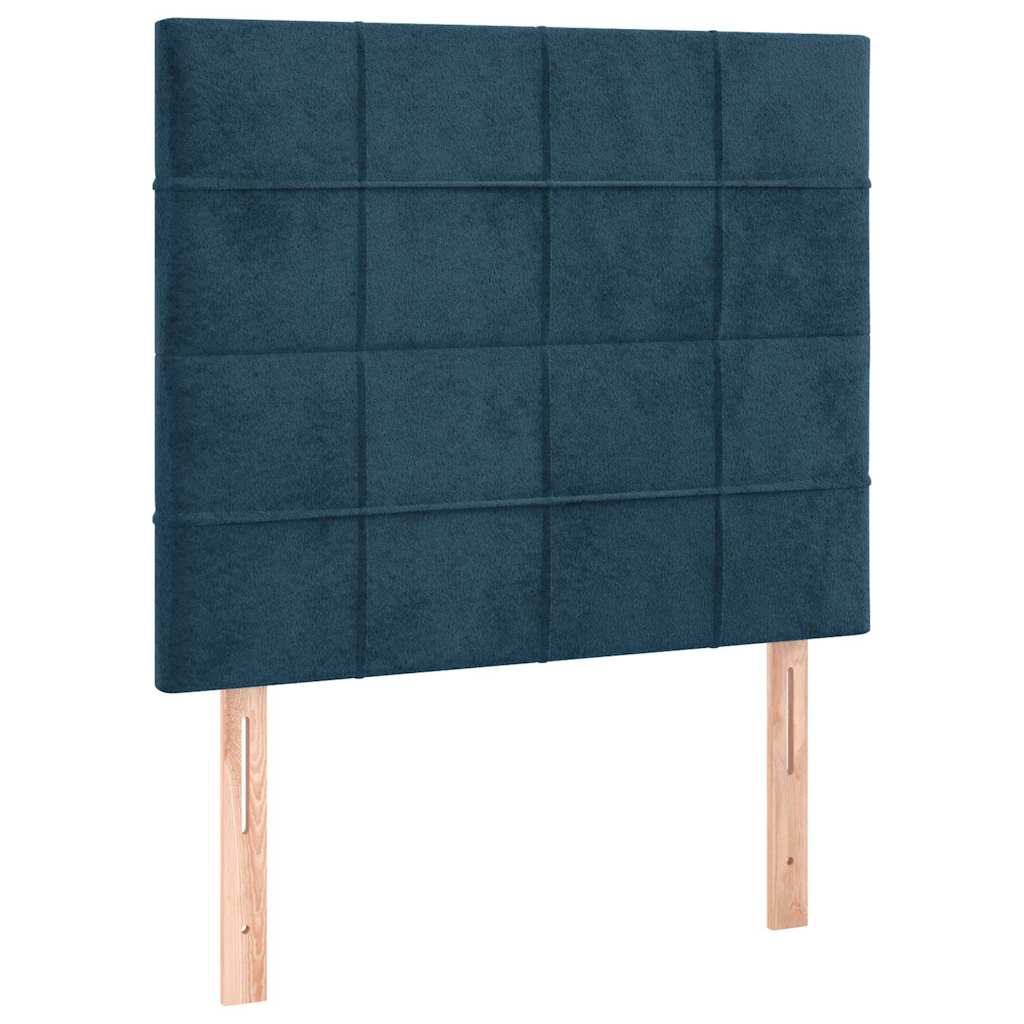 vidaXL Κρεβάτι Boxspring με Στρώμα Σκούρο Μπλε 90x200 εκ. Βελούδινο