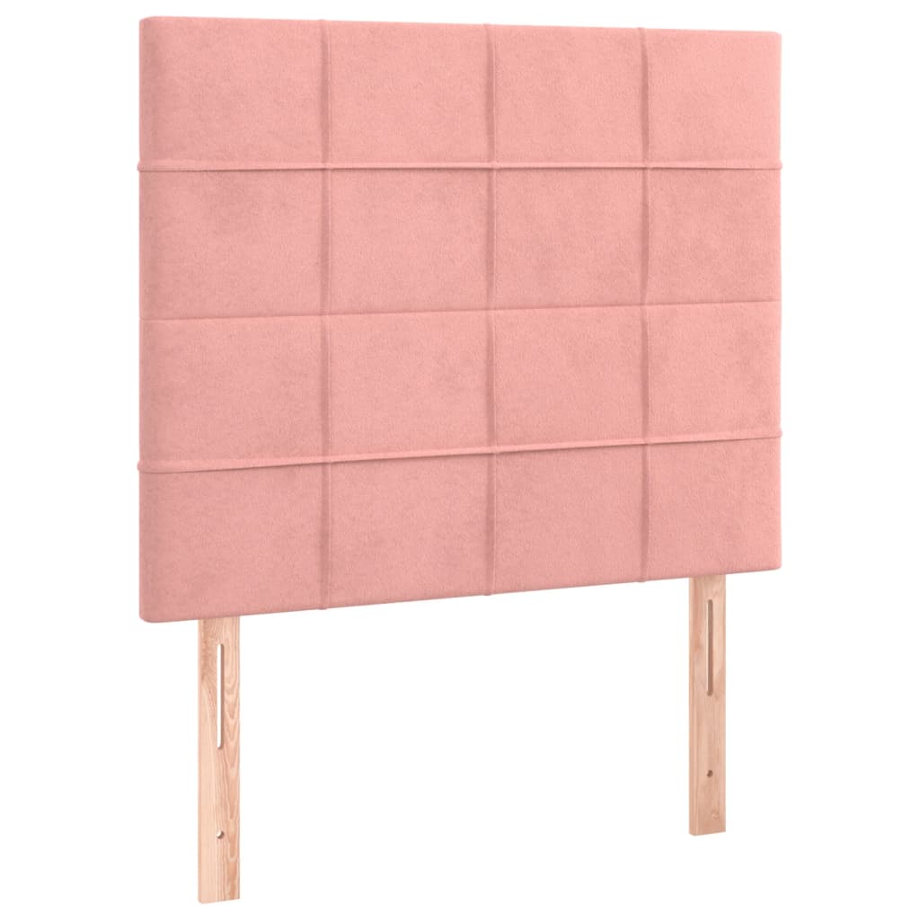 vidaXL Κρεβάτι Boxspring με Στρώμα Ροζ 90x200 εκ. Βελούδινο