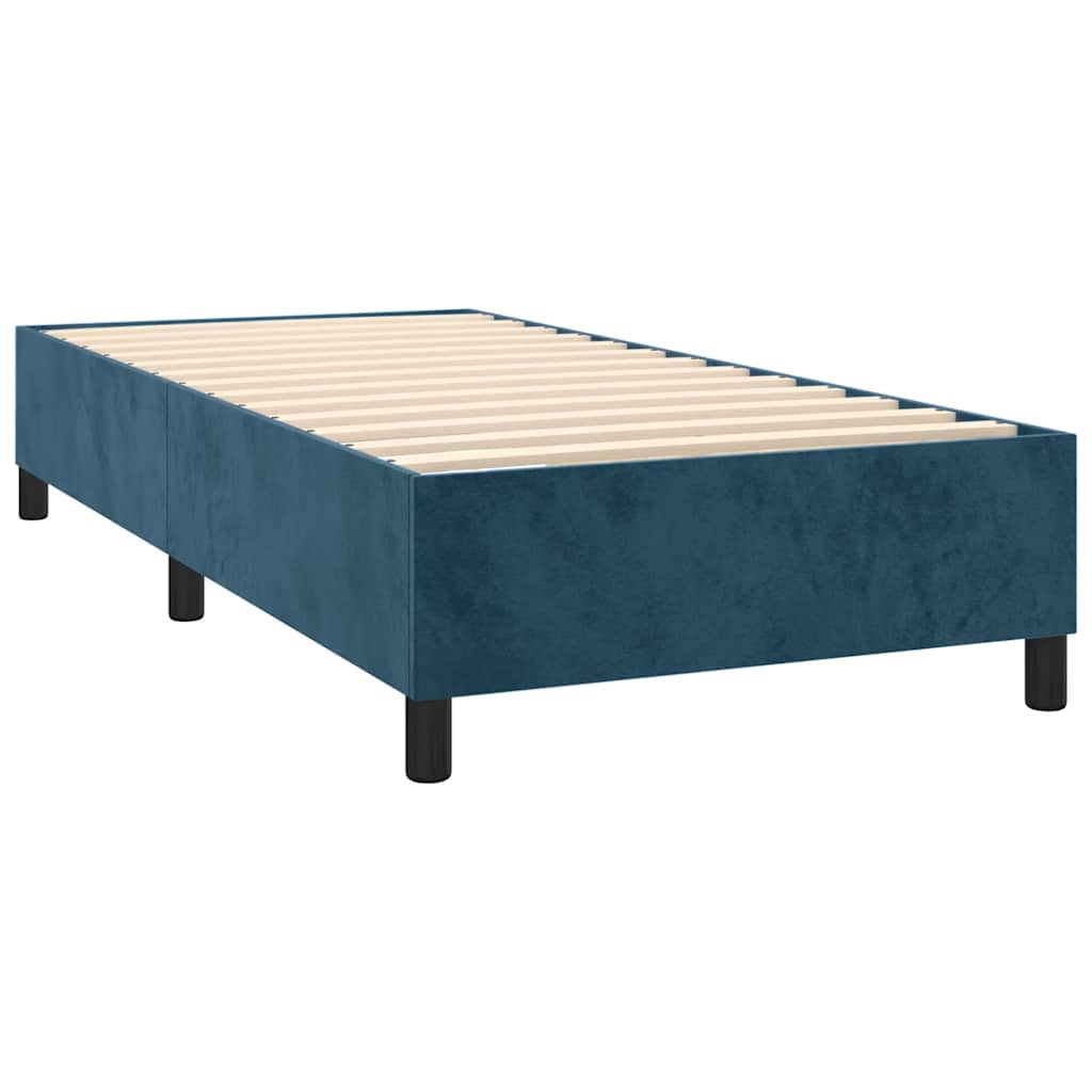 vidaXL Κρεβάτι Boxspring με Στρώμα Σκούρο Μπλε 100x200 εκ. Βελούδινο