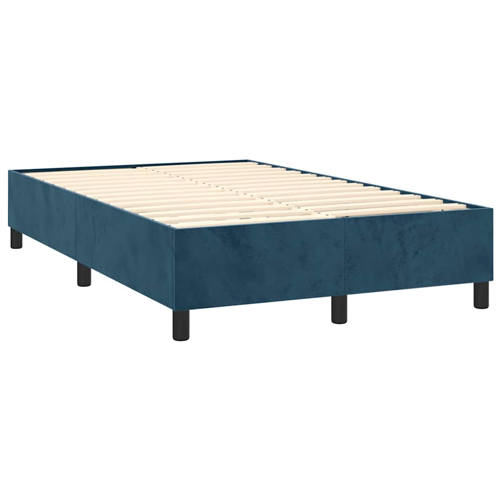 vidaXL Κρεβάτι Boxspring με Στρώμα Σκούρο Μπλε 120x200 εκ. Βελούδινο