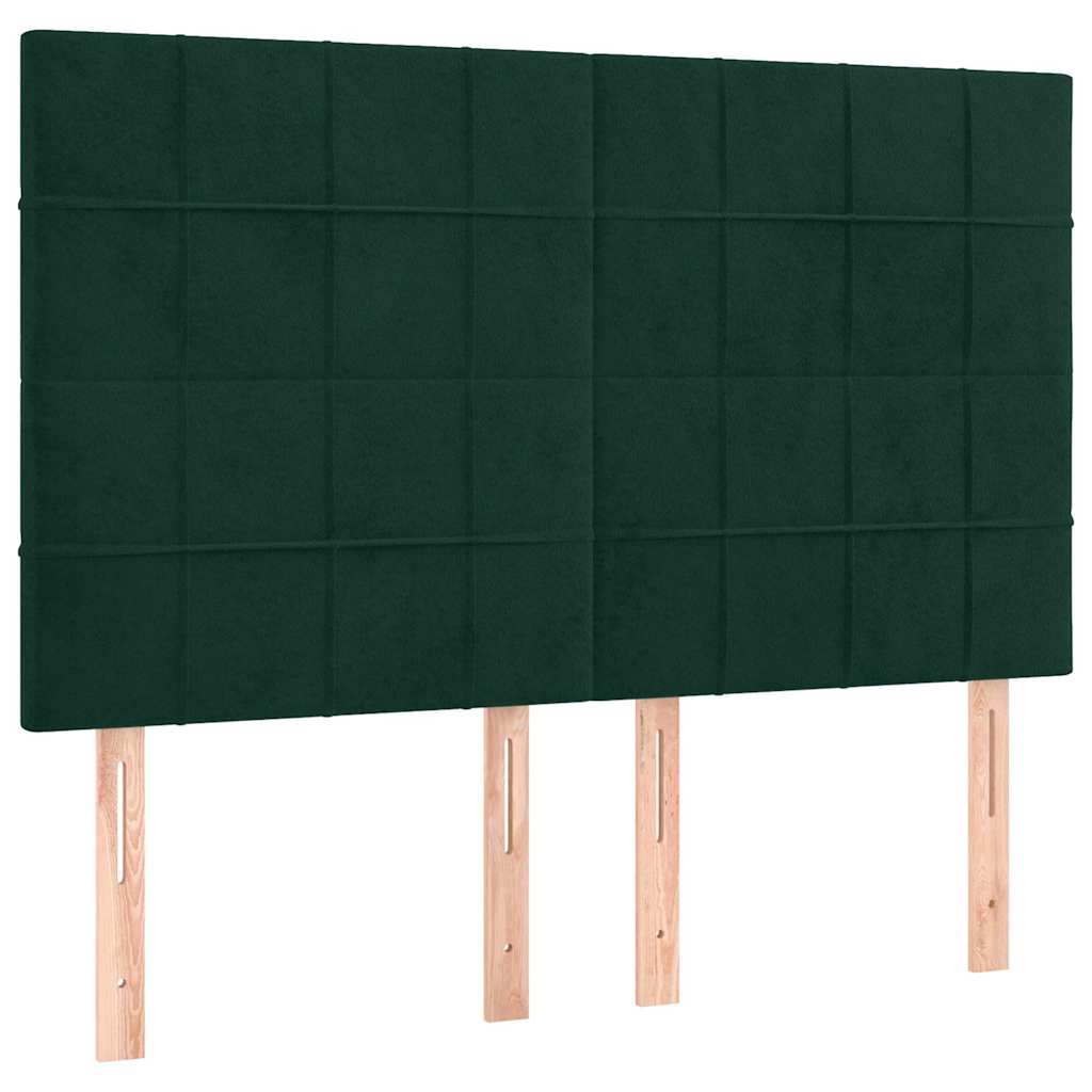 vidaXL Κρεβάτι Boxspring με Στρώμα Σκούρο Πράσινο 140x190εκ. Βελούδινο