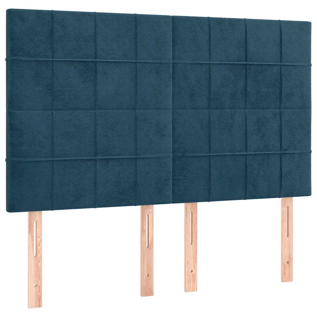 vidaXL Κρεβάτι Boxspring με Στρώμα Σκούρο Μπλε 140x190 εκ. Βελούδινο
