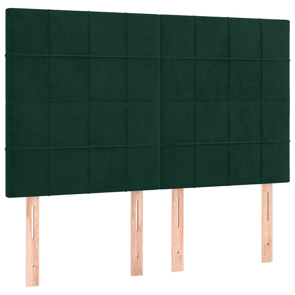 vidaXL Κρεβάτι Boxspring με Στρώμα Σκούρο Πράσινο 140x200εκ. Βελούδινο