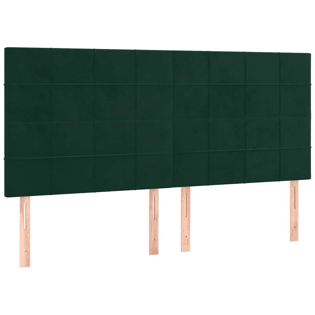 vidaXL Κρεβάτι Boxspring με Στρώμα Σκούρο Πράσινο 160x200εκ. Βελούδινο
