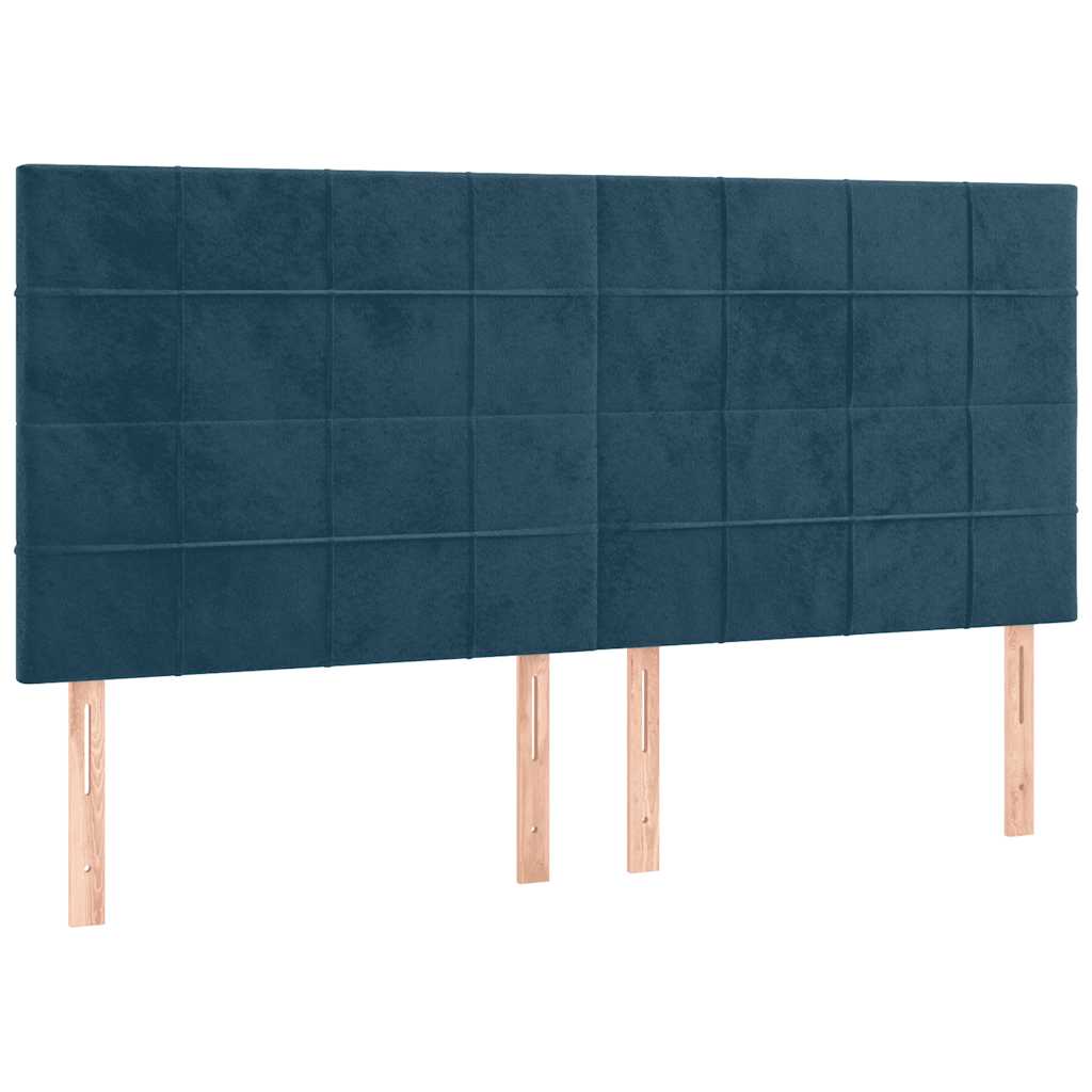 vidaXL Κρεβάτι Boxspring με Στρώμα Σκούρο Μπλε 160x200 εκ. Βελούδινο